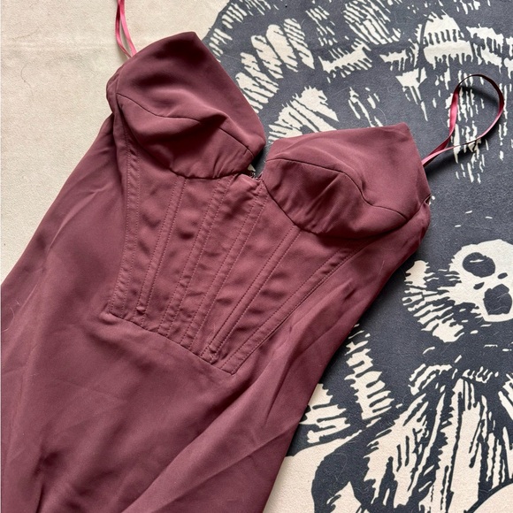 🔥NWT🔥 ASOS Corset Dress w Ruffle Asymmetrical Hem - Picture 4 of 16